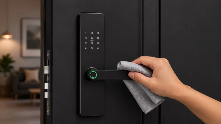 membersihkan sidik jari smart lock